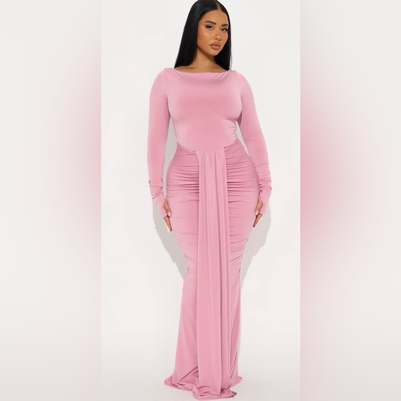 Fashion Nova Eloise Boat Neck Maxi Dress - Mauve - Picture 1 of 9